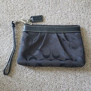 Coach Black Monogram Wristlet Zip Bag